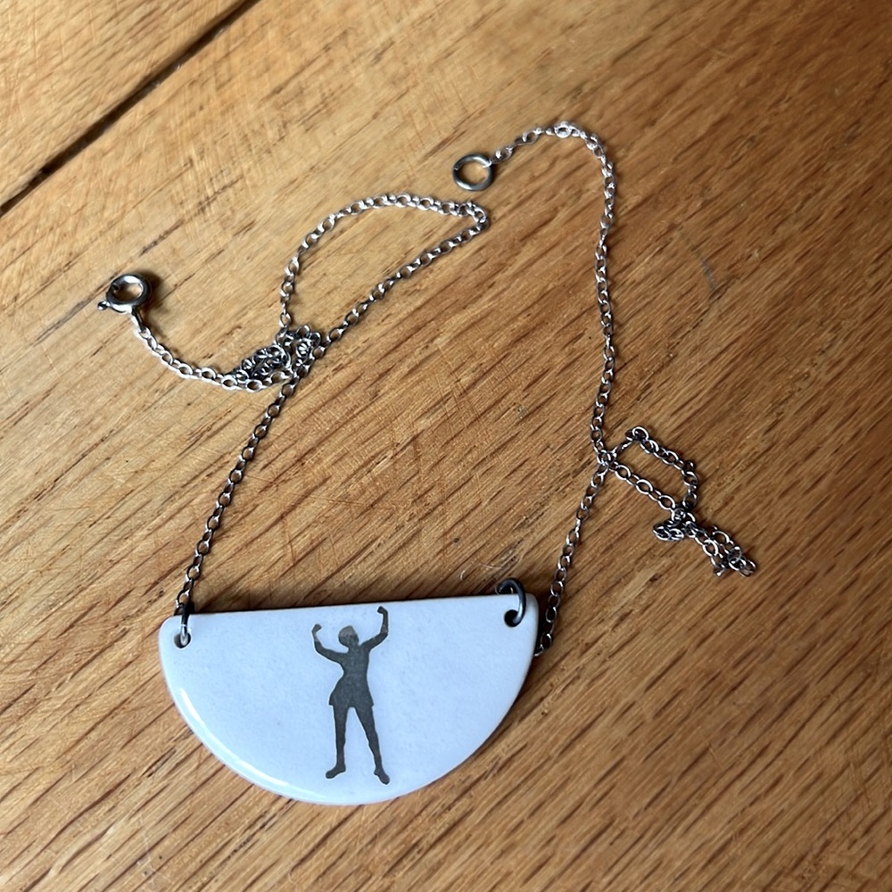 Ani DiFranco Righteous Babe 16” Porcelain and Silver Necklace